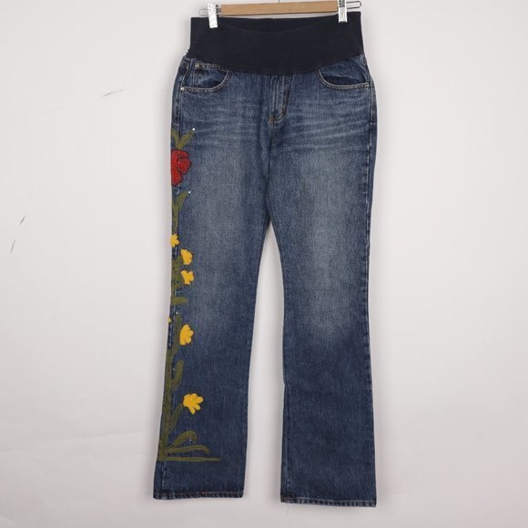A Pea In The Pod Maternity Embroidered Bootcut Jeans size Small - Picture 1 of 7